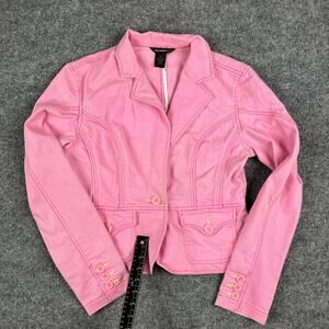 Rocawear Blazer Womens XL Pink Fitted Button Front Casual Cotton Blend Y2K